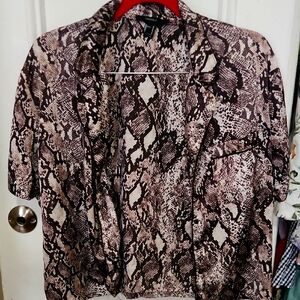 Snake Print Open Button Down Shirt